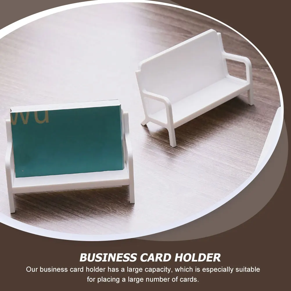

Business Cards Holder White Plastic Sofa Creative Desktop Cards Stand Large Capacity Office Card Organizer Business Card Display