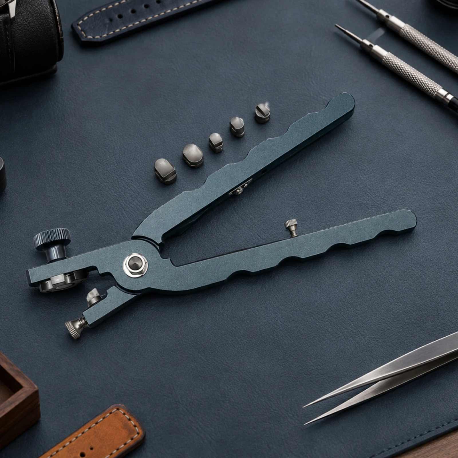 Tool Manual Watch Strap Notch Cutter with Interchangeable Dies Metal Leather Plier with Adjustable Screws High Quality