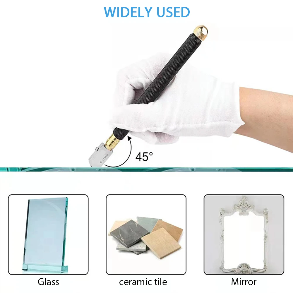 Handheld Glass Cutter Set with Ergonomic Handle for DIY Window Panes, WWO66