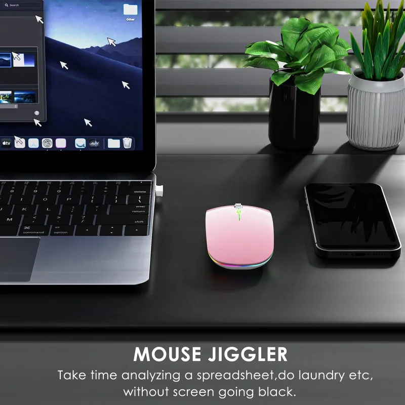 Wireless Mouse Rgb Dual-Mode Virtual Mouse Anti Sleep Automatic Cursor Movement Prevent Computer Lock Screen Movement And Shake