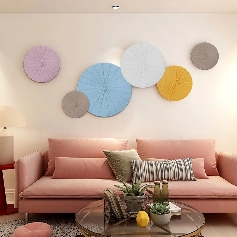 Nordic style background wall decoration painting, simple and high-end feeling, hanging painting, cream style circular mural