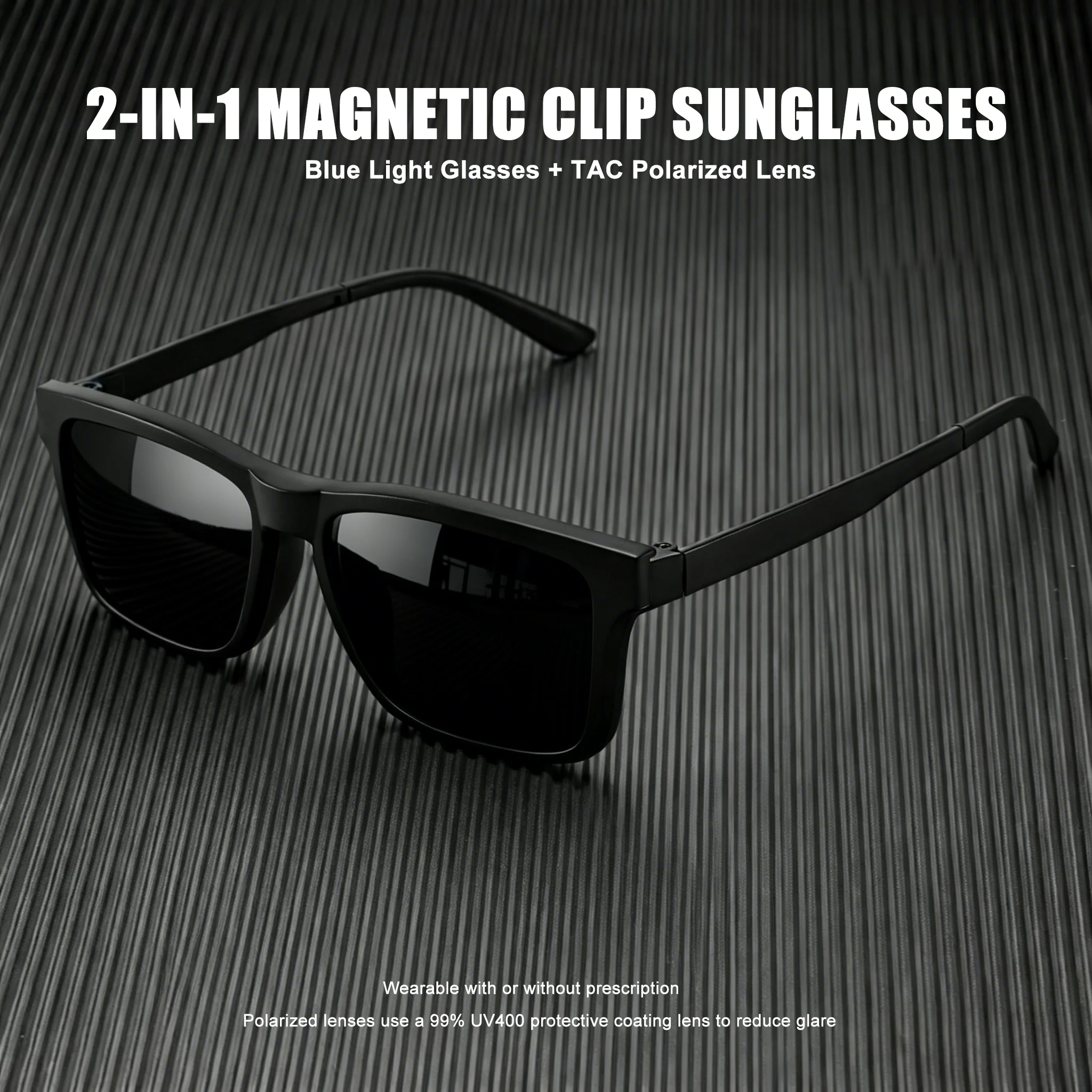 Aufsteckbare Magnetische Sonnenbrille mit Blaulichtfilter-Rahmen 2-in-1 Polarisierte Brille für Autofahren & Outdoor-Aktivitäten – Detail 1