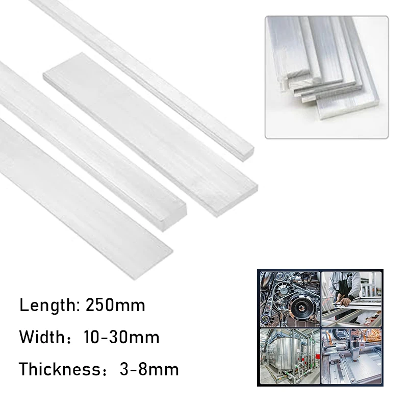 1pcs 250mm 6061 Aluminum Flat Bar Solides Rectangular Bar/Flat Bar/Square Rod for DIY, Machining & Construction