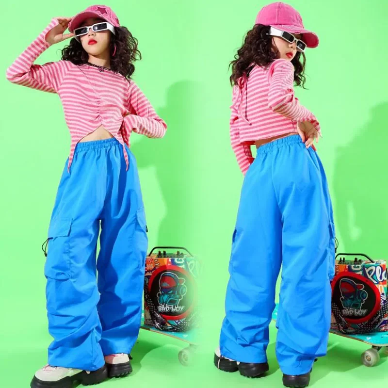 Mädchen Hip Hop Crop Tank Sweatshirt Cargo Hosen Outfits Streetwear Kinder Street Dance Kleidung Set Kinder Jazz Zeigt Kostüm