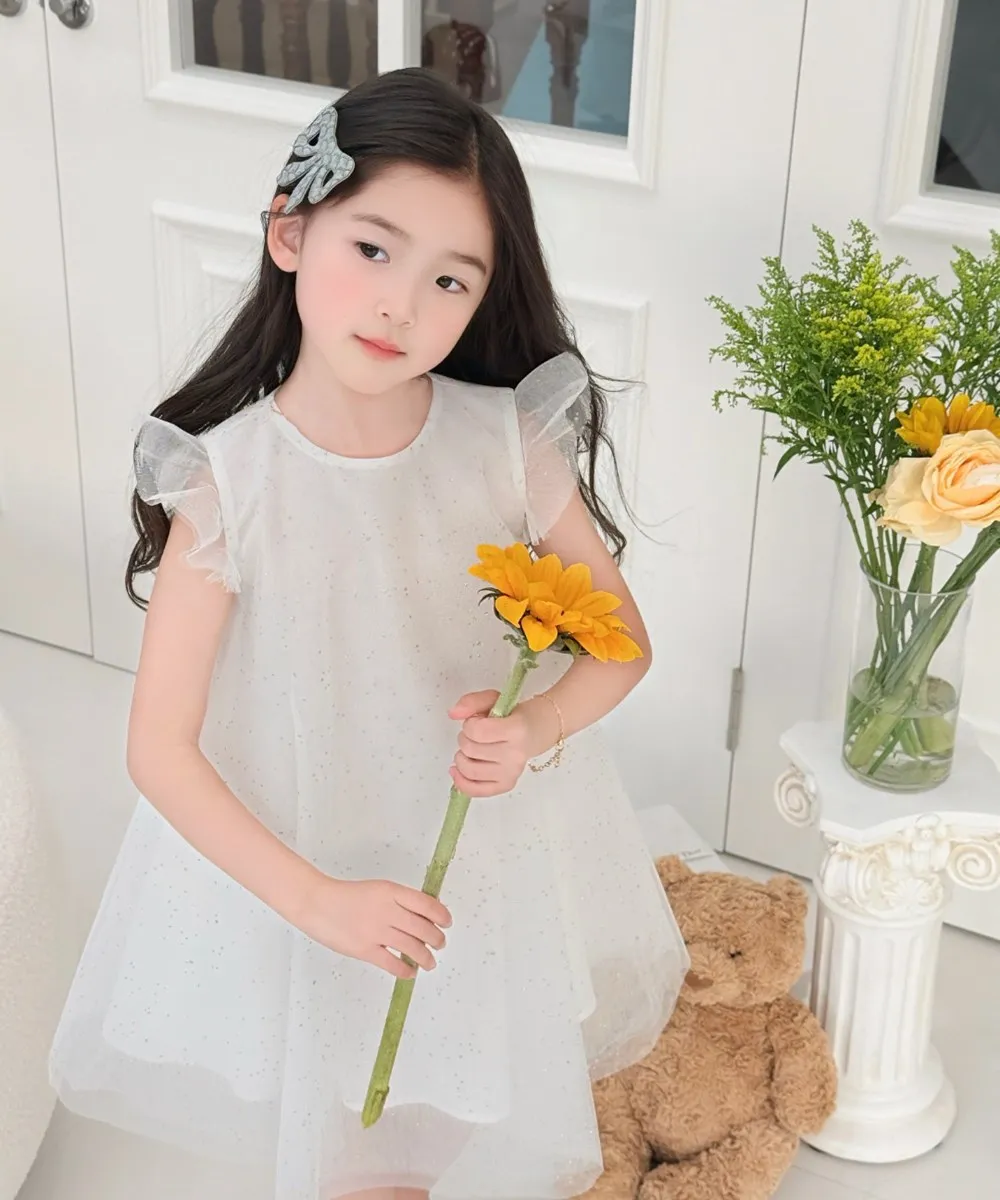 

2026 new arrive girls dresses spring summer dress for kids girl summer dresses girls Sweet white mesh princess dress