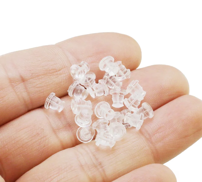 50pcs Silicone Ear Nuts, Earring Backs, Earring Post Stopper, 5x6mm, Earring Findings, Bell Shaped, Jewelry Supplies -R956