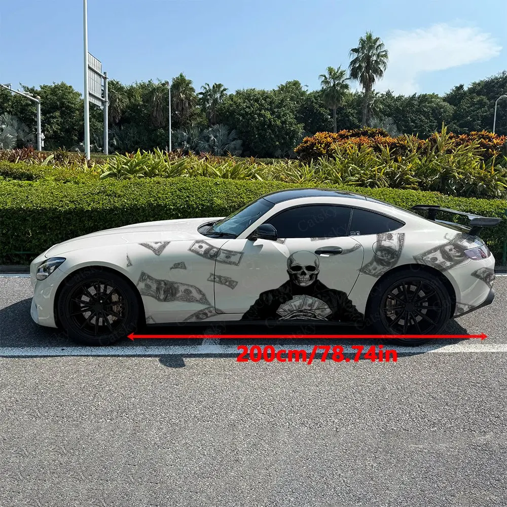 2pcs Money Rain Skeleton King, Durable, Fade-resistant, Enhance Vehicle Aesthetics With Bold Artistic Design