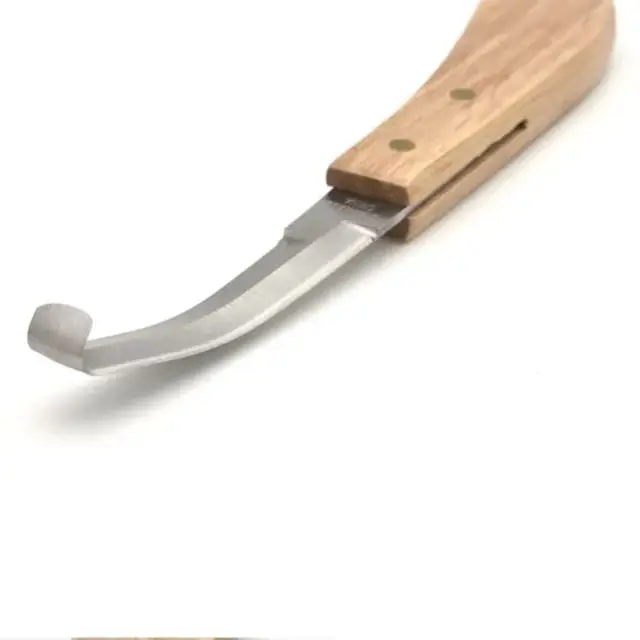 1pc Durable Stainless Steel Horse Hoof Knife with Comfortable Wood Handle - Essential Veterinary Tool for Trimming and Maintaini