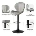 Chaises de Bar à Comcussion Modernes avec Mid Ba et Siège Réglable, Gris, Lot de 3