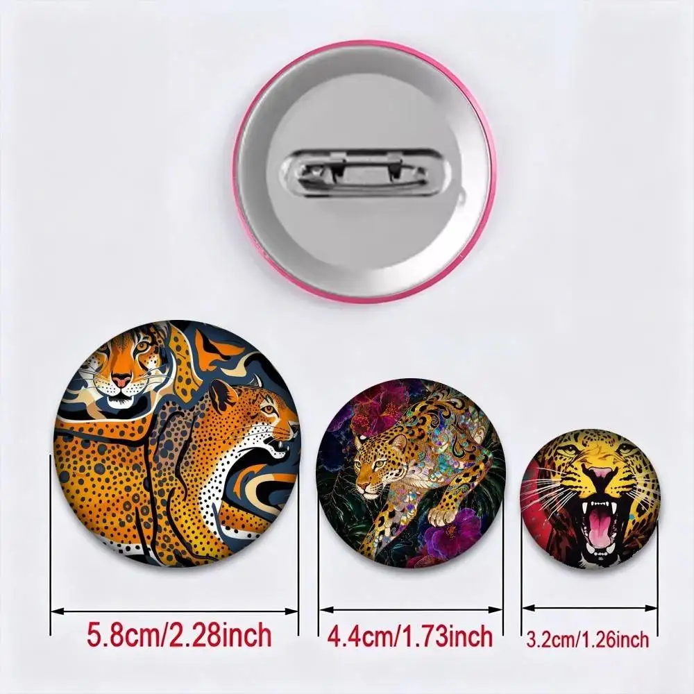 Egypt Colorful Abstract Tiger And Leopard 25 32 44 58 75mm Badges Personalized Round Brooches Pins Accessory Gift view 4