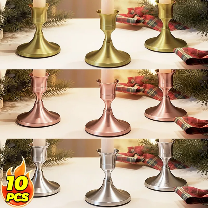 Candelabros dorados y plateados, soporte decorativo para mesa de boda, vela para fiesta, comedor, adorno de Año Nuevo