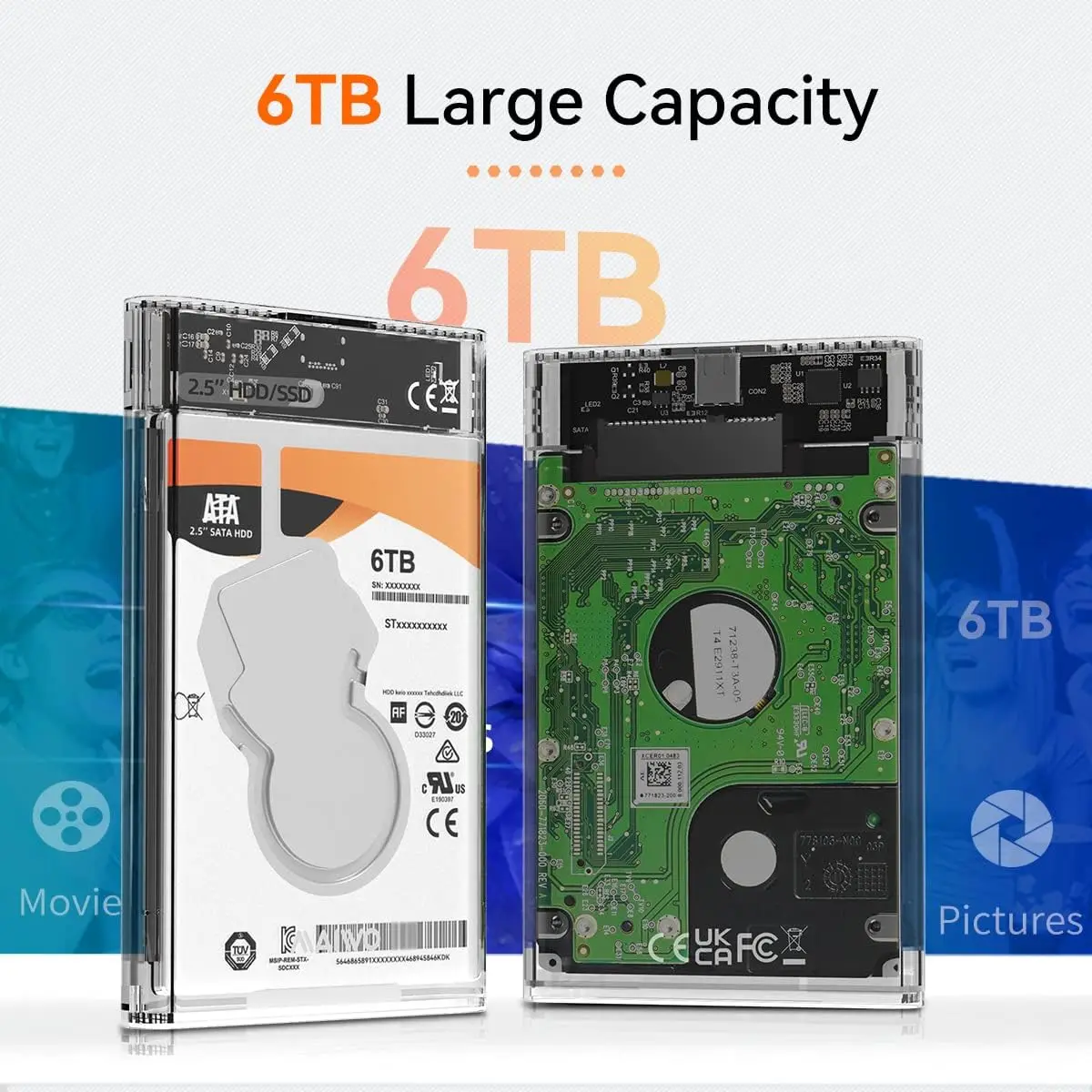 MAIWO-carcasa SATA SSD/HDD de 2,5 pulgadas para disco duro externo de 7mm y 9,5mm, adaptador de USB-C 3,0 a SATA de 5Gbps, estuche de almacenamiento con capacidad de 6TB
