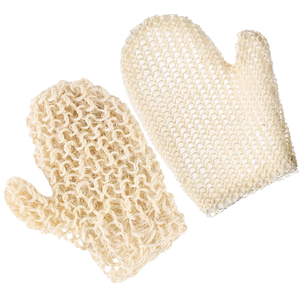 2 Pcs Sisal Braided Shower Gloves Body Scrubbing Mitts Bath Wipe Mittens Exfoliating Skin Cleaning Supplies Whole Scrubber