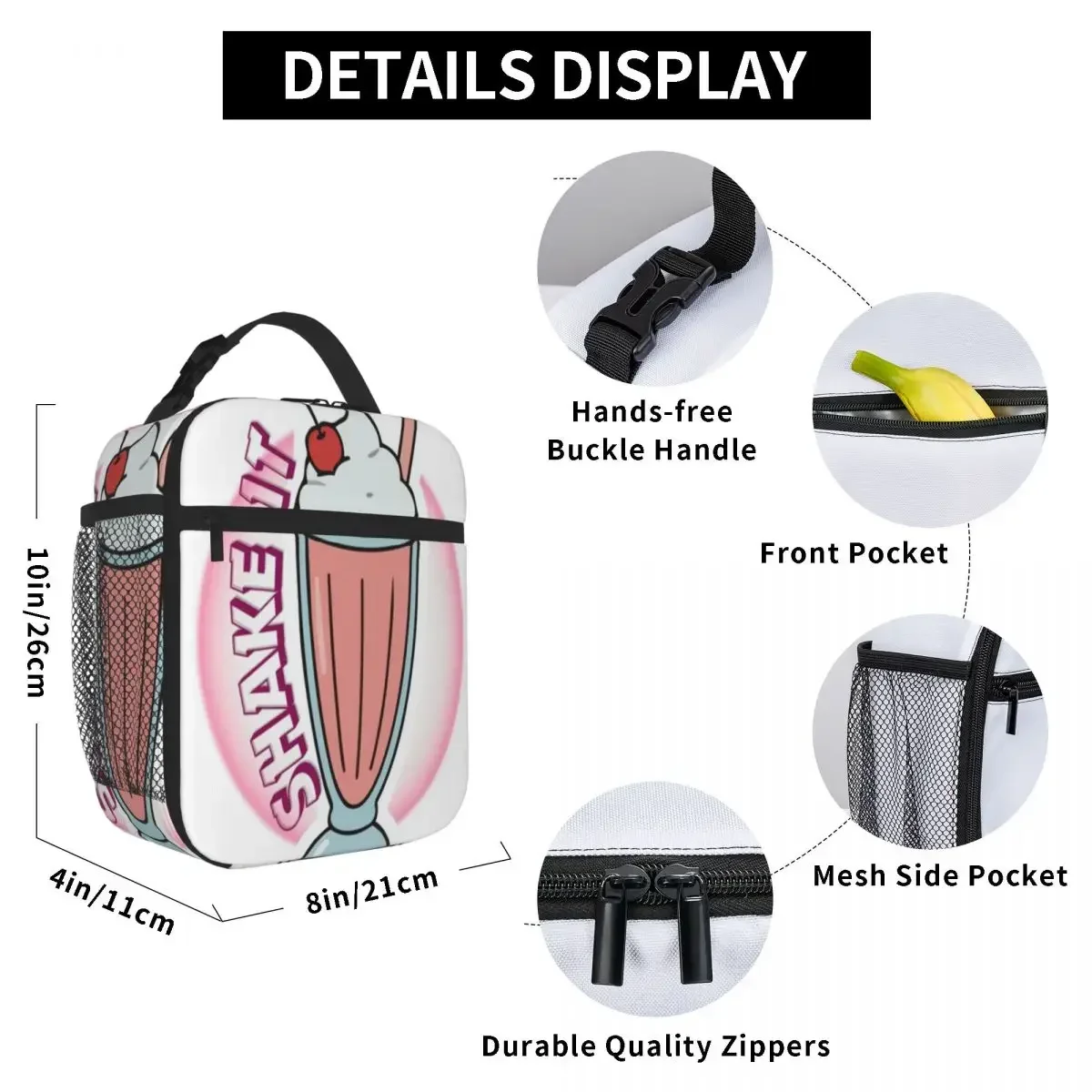Hot Sale Shake It - Milkshake Design Breathable Design Student Lunch Bag High School Neoprene Lunch Bag