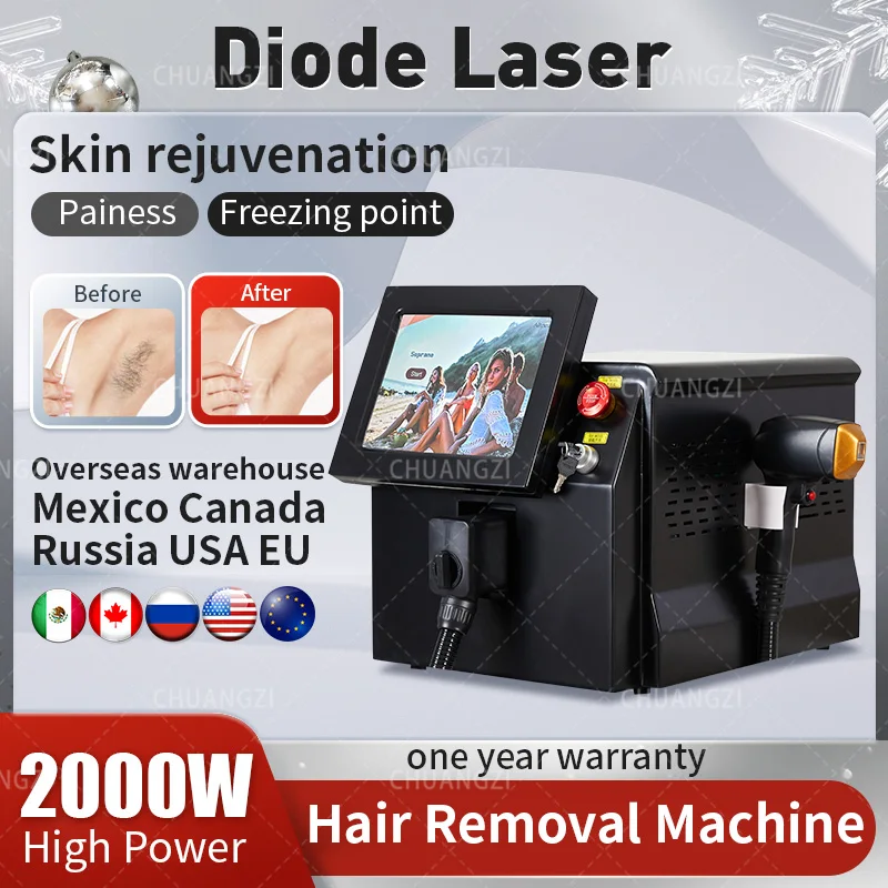 

808nm755nm1064nm 3 Wavelength Highest Intensity Diode Laser Permanent Hair Removal Cooling Painless Laser Hair Removal Machine