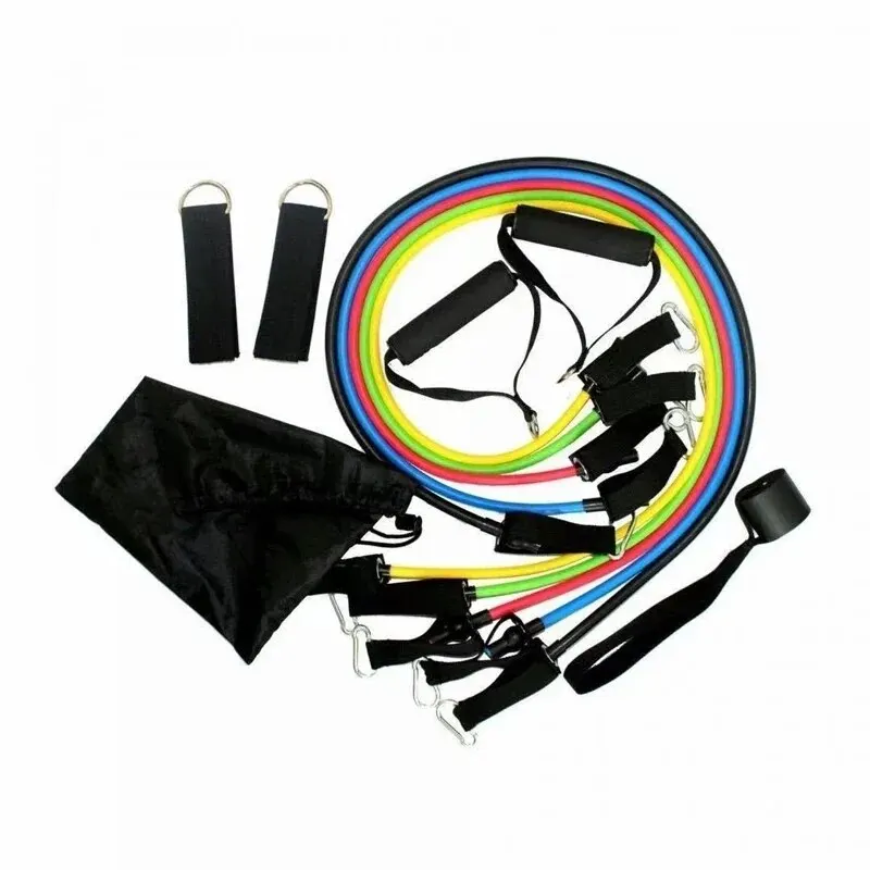 11 Pcs/Set TPE Resistance Band Set Fitness Band Pull Rope Elastic Training Band Handles Carry Bag Legs Ankle Straps