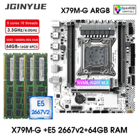 JGINYUE X79 LGA 2011 pc assembly set M-ATX Motherboard kit with Xeon E5 2667 V2 CPU and DDR3 64GB 1600MHz Memory NVME SATA 3.0