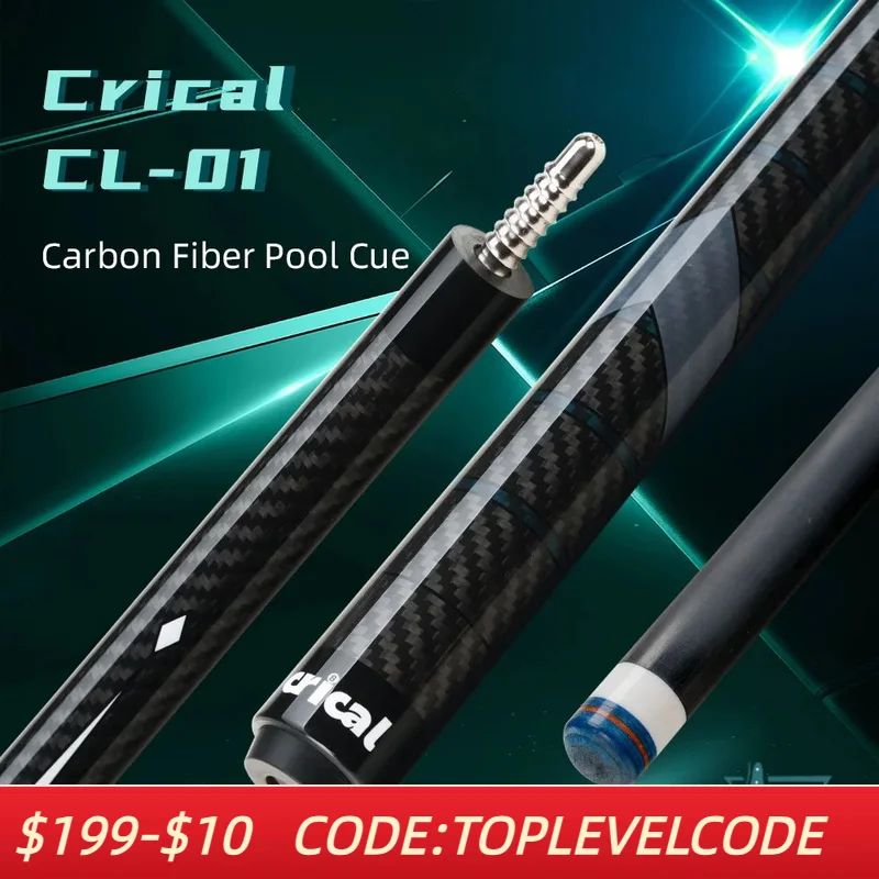 

Crical Carbon fiber pool cue 12.5mm tip 3/8*8 pin carbon fiber cue stick 1/2 Split low Deflection billiard cue