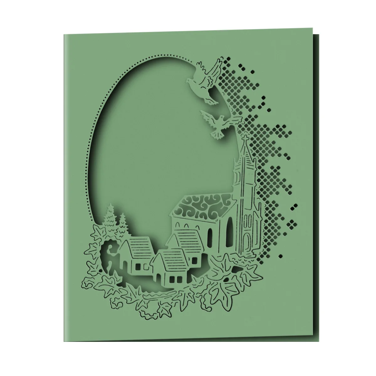 Large Die Cut Countryside Landscape Handmade Card Cover Surface Postcard Making Scrapbooking Punch Cutting Knife Clipart Craft