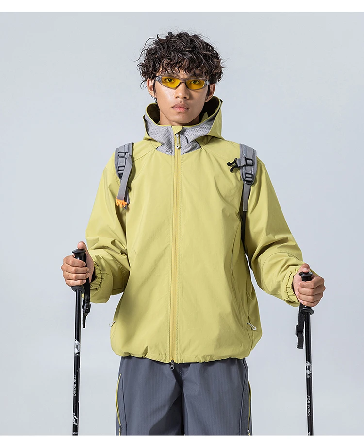Unisex Wasserdichte Kapuzenjacke – Atmungsaktiv & Winddicht, Urban-Light Outdoor-Design mit Verstellbarem Saum für Wandern und Trekking – Detail 10