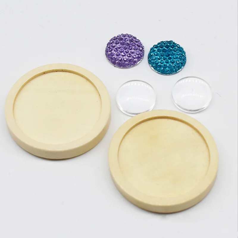 REGELIN 10pcs  wood cabochon base 12/15/20/25/30mm dia blank wooden pendant trays diy jewelry accessories for necklace making