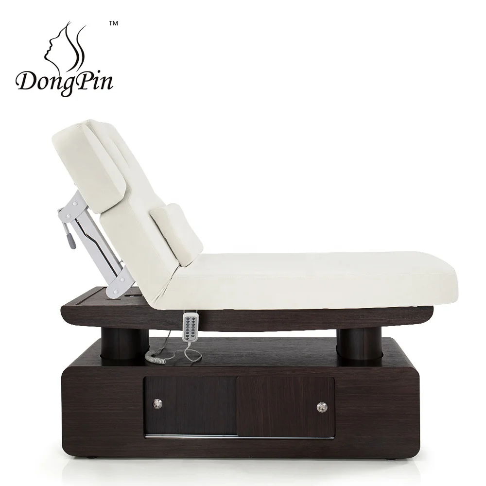 التصميم الأصلي أثاث صالون التجميل الحديث الوردي الذهبي سرير سبا الوجه 4 محركات طاولة التدليك الكهربائية السرير