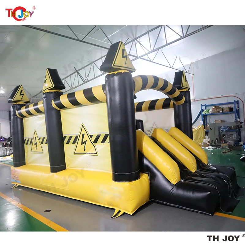 Castillo hinchable con tobogán para niños, lona inflable de PVC, azul y rojo, 5,2x2,5 m