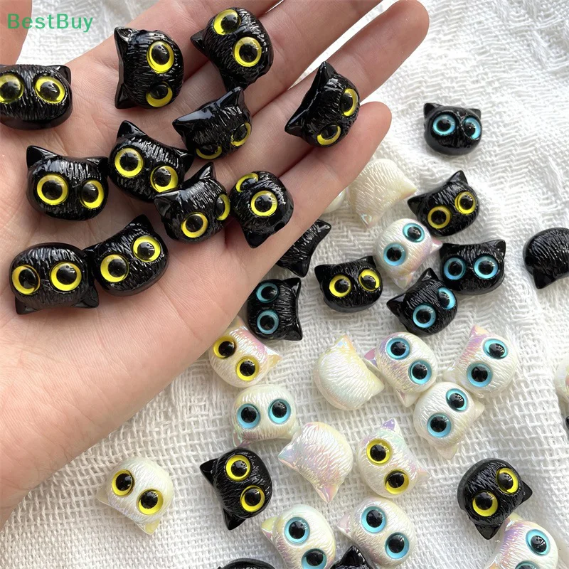 Acrylic Cute Cat Beads For Jewelry Making Big Eyed Owl Beads Necklace Bracelet Craft DIY Supplies 10Pcs