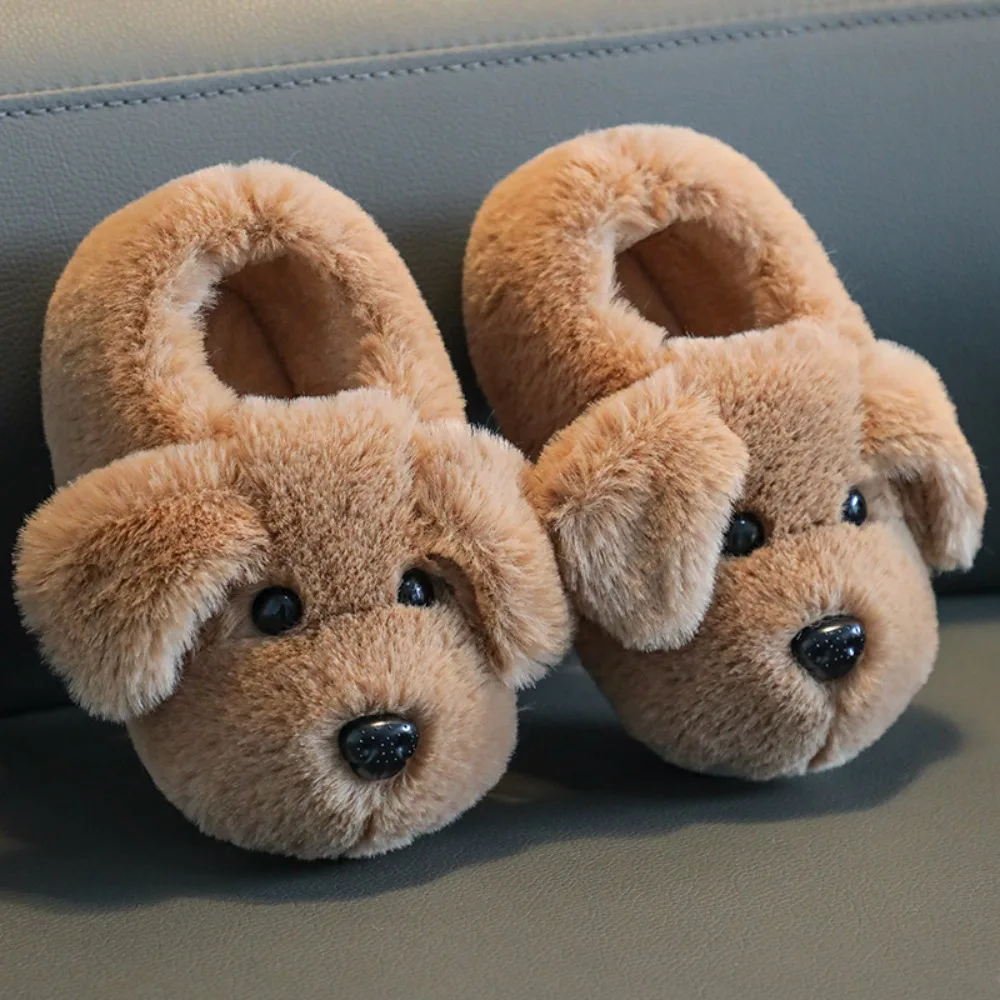 High Quality Comwarm Children's Cotton Slippers Cute Dog Design Soft Short Slippers Non-slip Winter Slippers for 1-5 Y Children