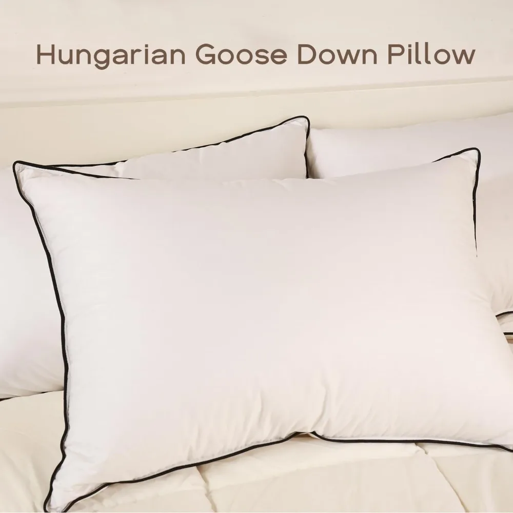 Pillow- Goose Down Pillows - Soft Down Pillow For Sleeping - 750 Fill Power, 460 Thread Count Cotton Blen