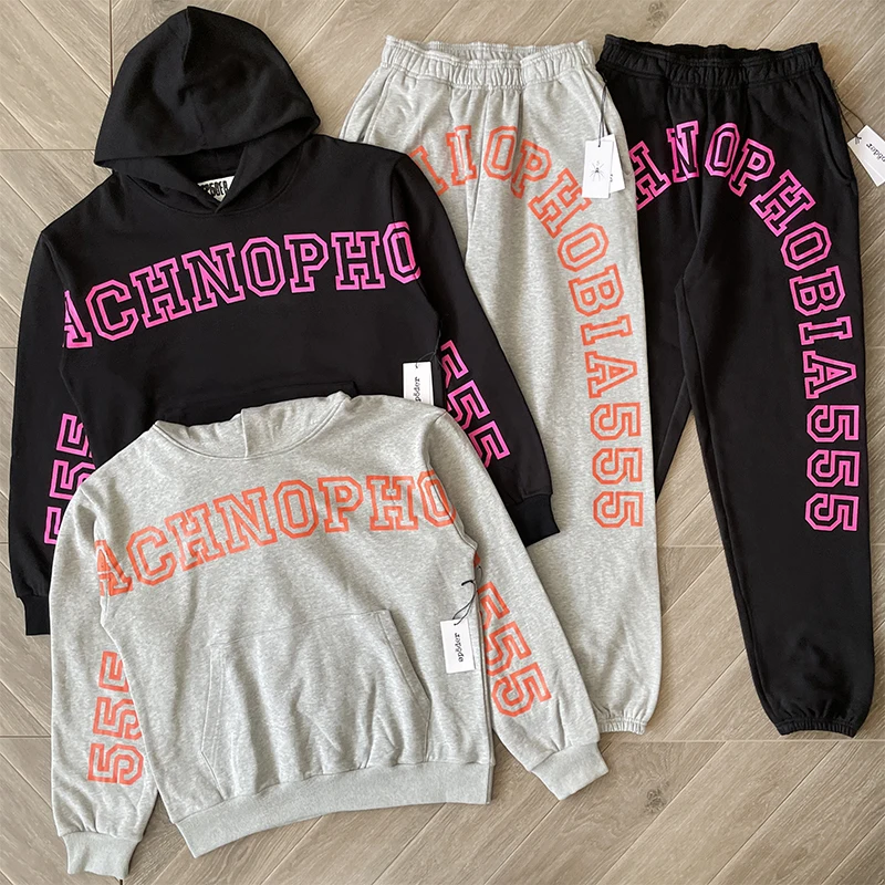 

Комплект из худи и брюк с буквенным принтом, повседневный, с длинными рукавами, из хлопка, для осени, для молодых мужчин и женщин