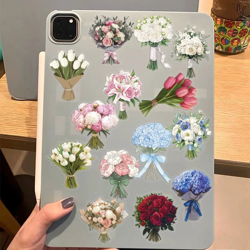 50pcs Kawaii Cartoon Dream Flower Ribbon Theme DIY Sticker Journal Stickers for Decorations PET Waterproof Scrapbooking Supplies