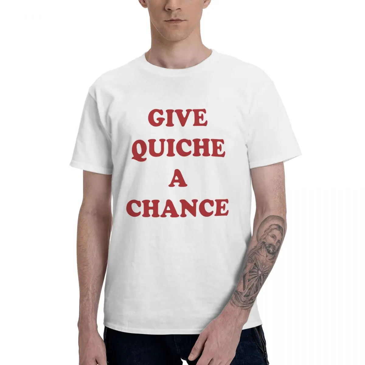 Fashion Give Quiche A Chance T Shirts Pure Cotton Crewneck Men's T-Shirts Short Sleeve PlCasual Tee Hoodie