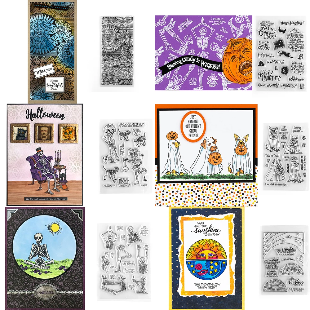 Прозрачные штампы с черепом на Хэллоуин для художественного скрапбукинга и украшения для фотоальбомов Стандартный резиновый д...