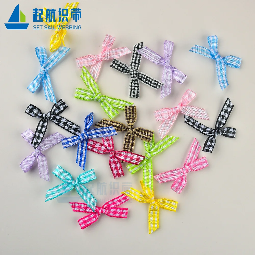 

1000pcs/Lot Small Mini Scottish Plaid Tied Bow Flower Underwear Accessories Webbing Finished Sewing Craft Diy Supplies