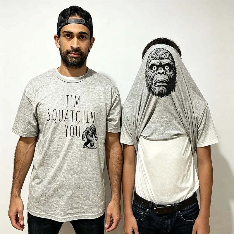 I'm Squatchin' You Sasquatch Flip Shirt - Funny Bigfoot T-Shirt Y2k Sasquatch Face Graphic Apparel Soft Cotton Short Sleeve Tees