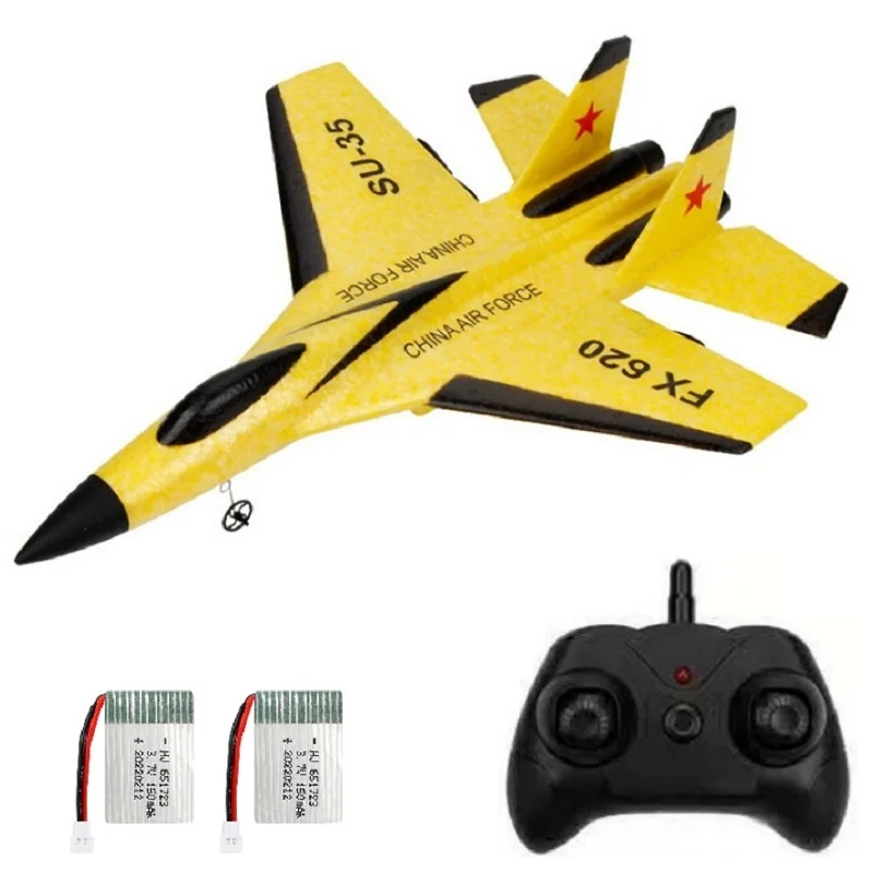 RC Plane SU35 2.4G With LED Lights Aircraft Remote Control Flying Model Glider Airplane FX622 EPP Foam Toys For Children Gifts