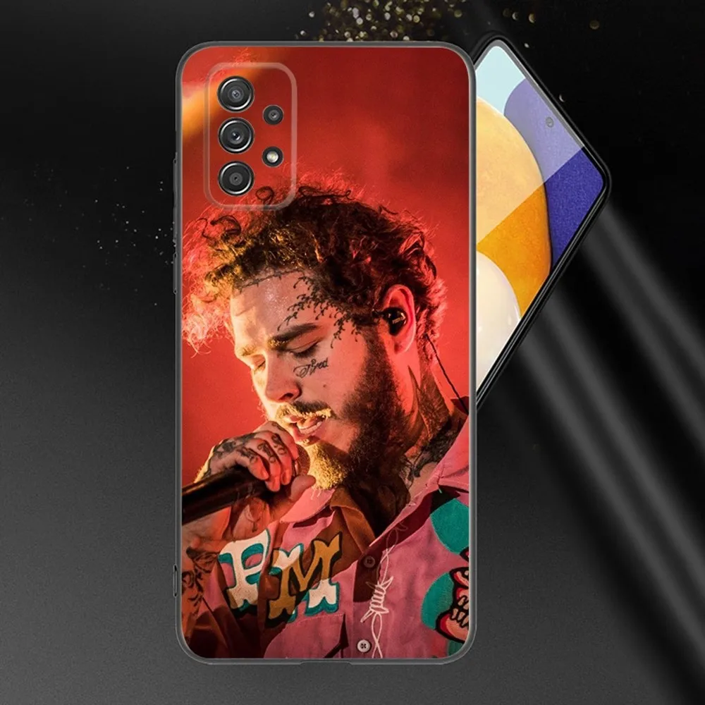 Singer P-Post M-Malone Phone Case For Samsung Galaxy A13,A21s,A22,A31,A32,A52,A53,A71,A80,A91 Soft Black Phone Cover