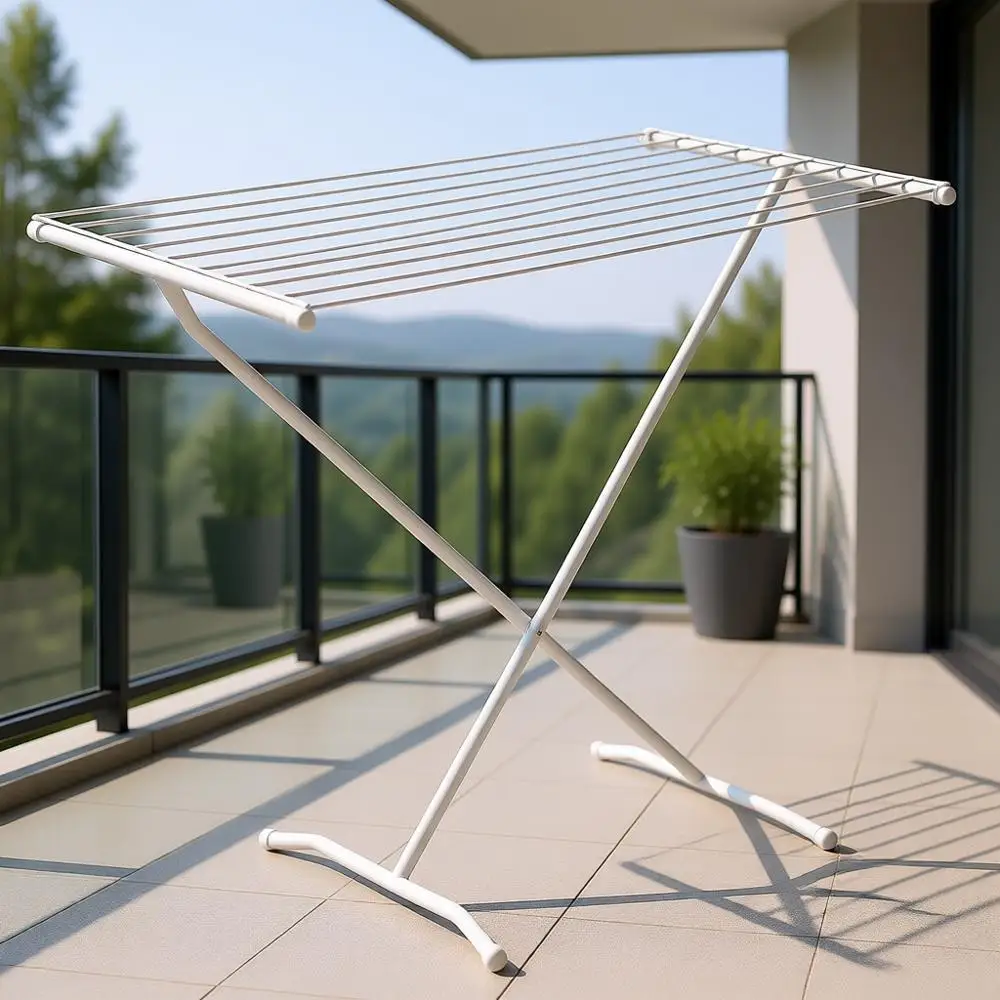 

Durable Metal Folding Clothes Rack - Compact, Versatile for Towels and Laundry, Ideal for Indoor or Outdoor Use, Enhances Laundr