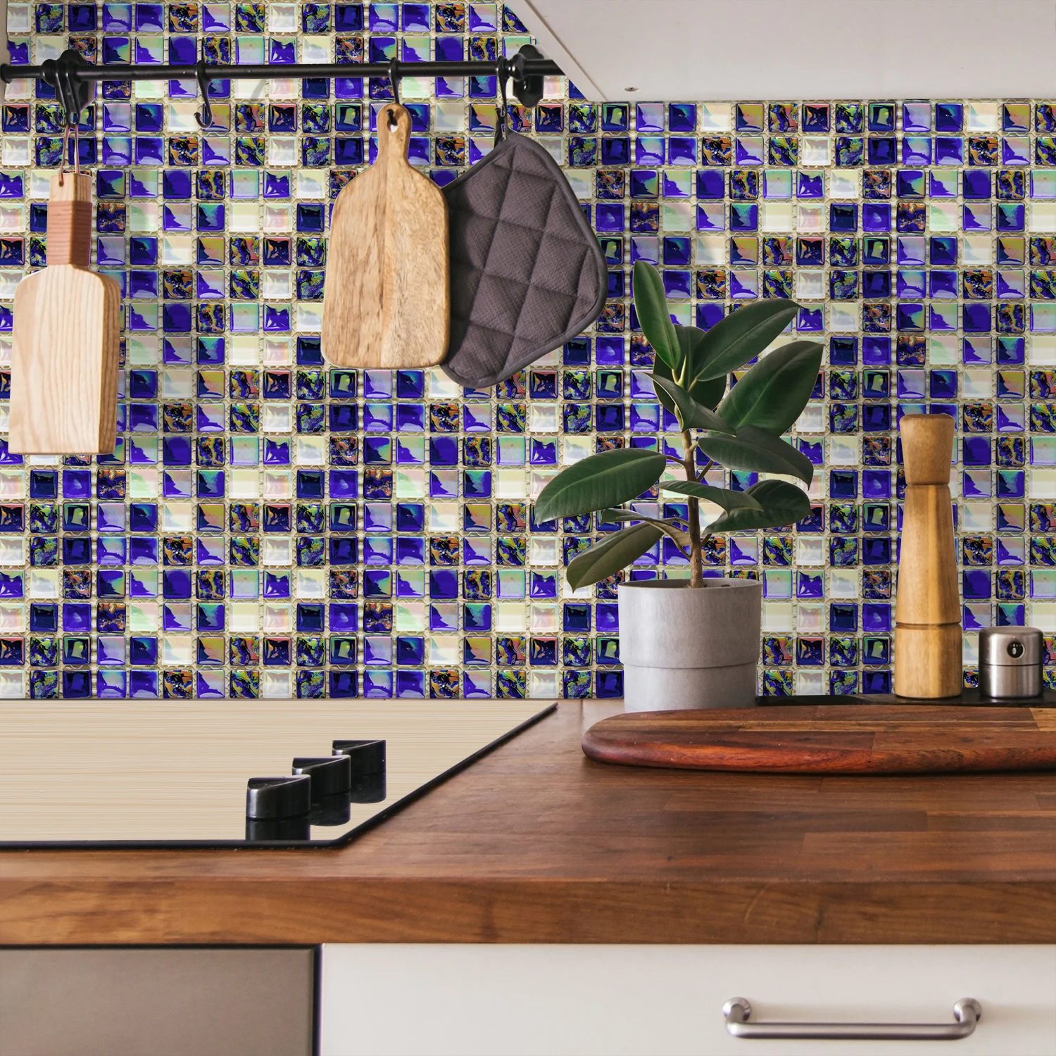 24 Styles 2D Mosaic Tiles Wall Sticker Waist Line Skirting Strip Peel & Stick Bathroom Kitchen Backsplash Home Decor Wall Decals - view 4