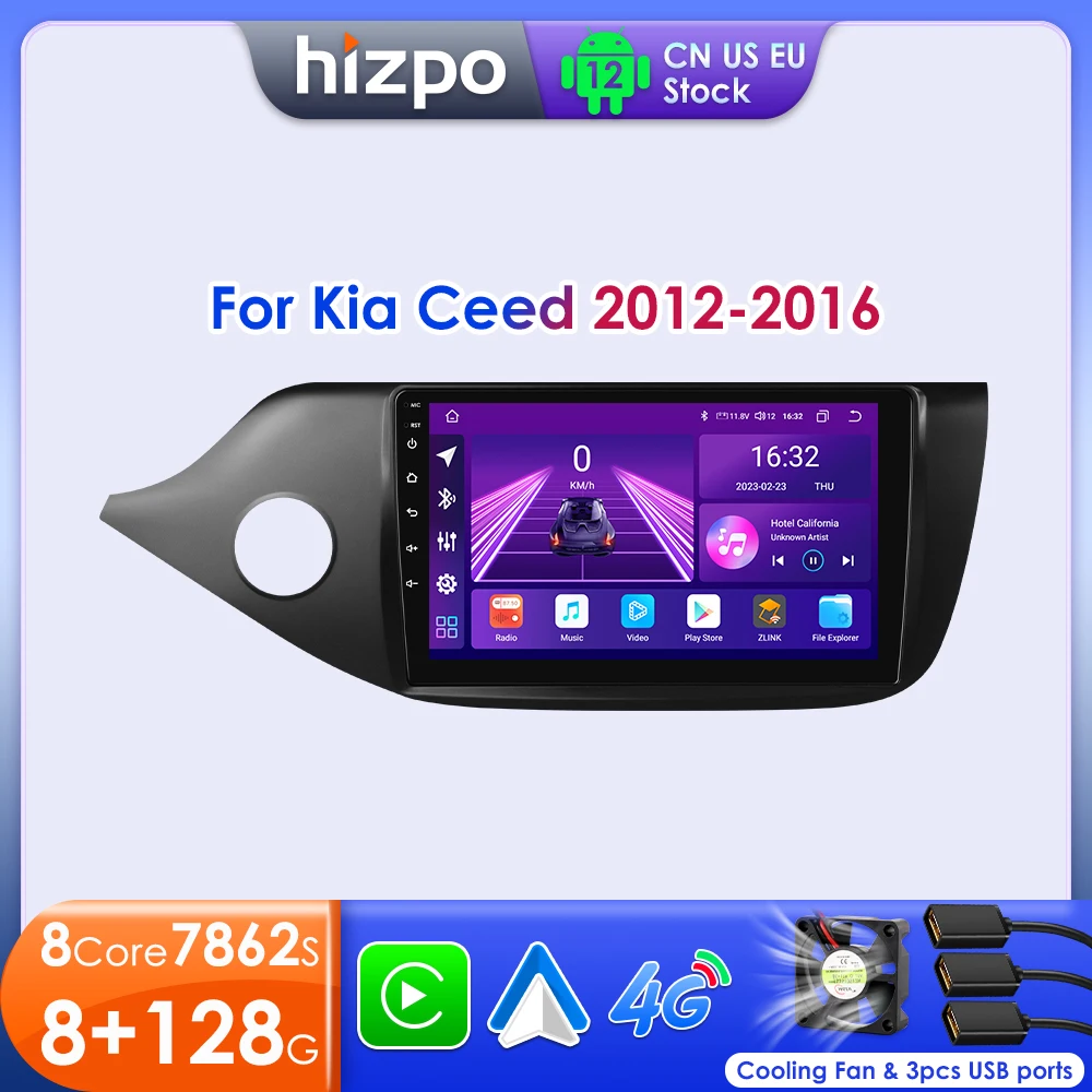 

po Car Radio For KIA Cee'd CEED JD 2012-2018 2 Din Android 12 Multimedialny odtwarzacz wideo GPS Carplay Auto Stereo DSP Head Unit