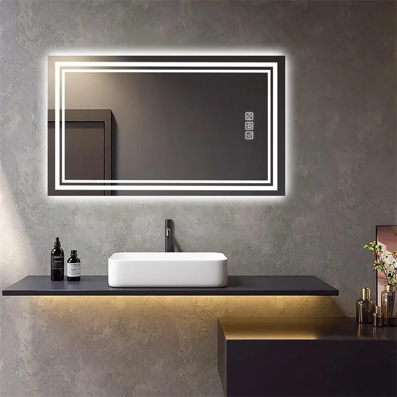 

LED Bathroom Mirror 40 x 24 in, Front & Backlight, 5-Min Defog, 5mm HD Reflected Wall Mount Vanity Mirror, 3 Color Stepless