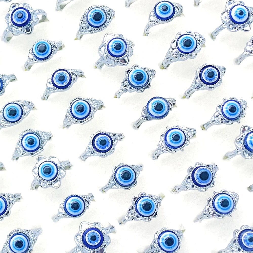 Bulk Lots 50/100pcs Blue Turkey Devil Eye Vintage Mix Style Men Women Goth Punk Teenages Party Gifts Size 17-20 Wholesale 3izard