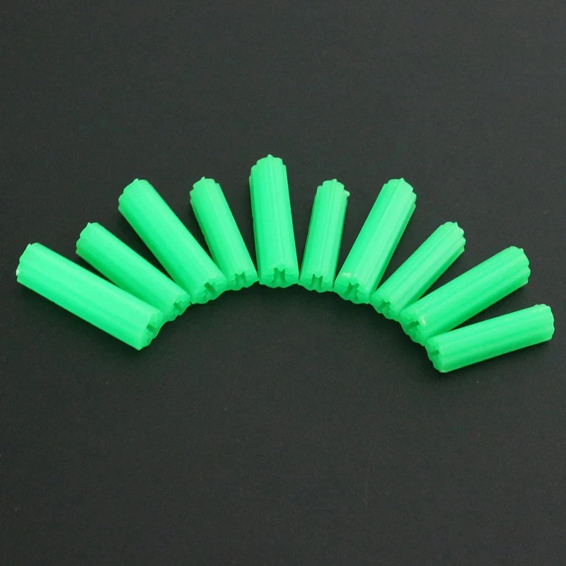100/500PCS Plastic Expansion Pipe Green M6 M8 DryWall Plug Column Screw Anchor Expand Nails Self Drilling Home Pierced