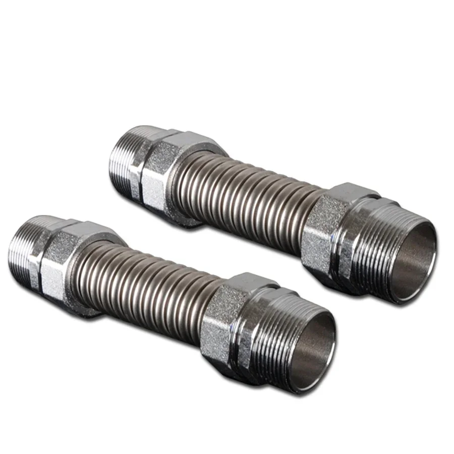 304 aço inoxidável ondulado tubulação flexível, mangueira de abastecimento de água, acessórios para tubos, não ferrugem, metal conexão, quente e frio, 1/2 in, 3/4 in, 1PC