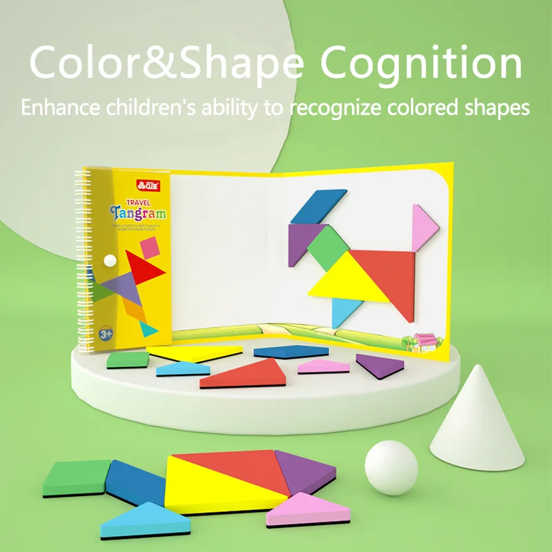 

Magnetic tangram puzzle for elementary school students, mathematical geometry shape cognitive toys