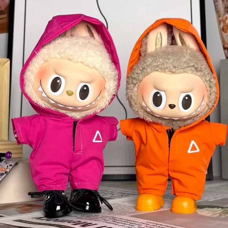 Ropa de muñeca de la serie de juegos de mariscos para Labubu, ropa de muñeca de 15 y 17CM, traje de equipo de asalto DIY, accesorios de traje de la serie de Drama coreano