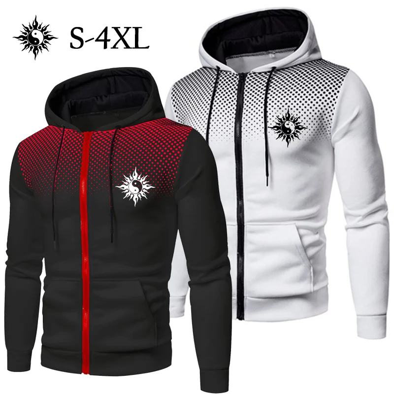 

Men's Clothing Sweatshirts Coat Clothes for Men Outerwears Long Sleeved Printed Hooded Jacket Casual Fashion Top Yin Yang Logo