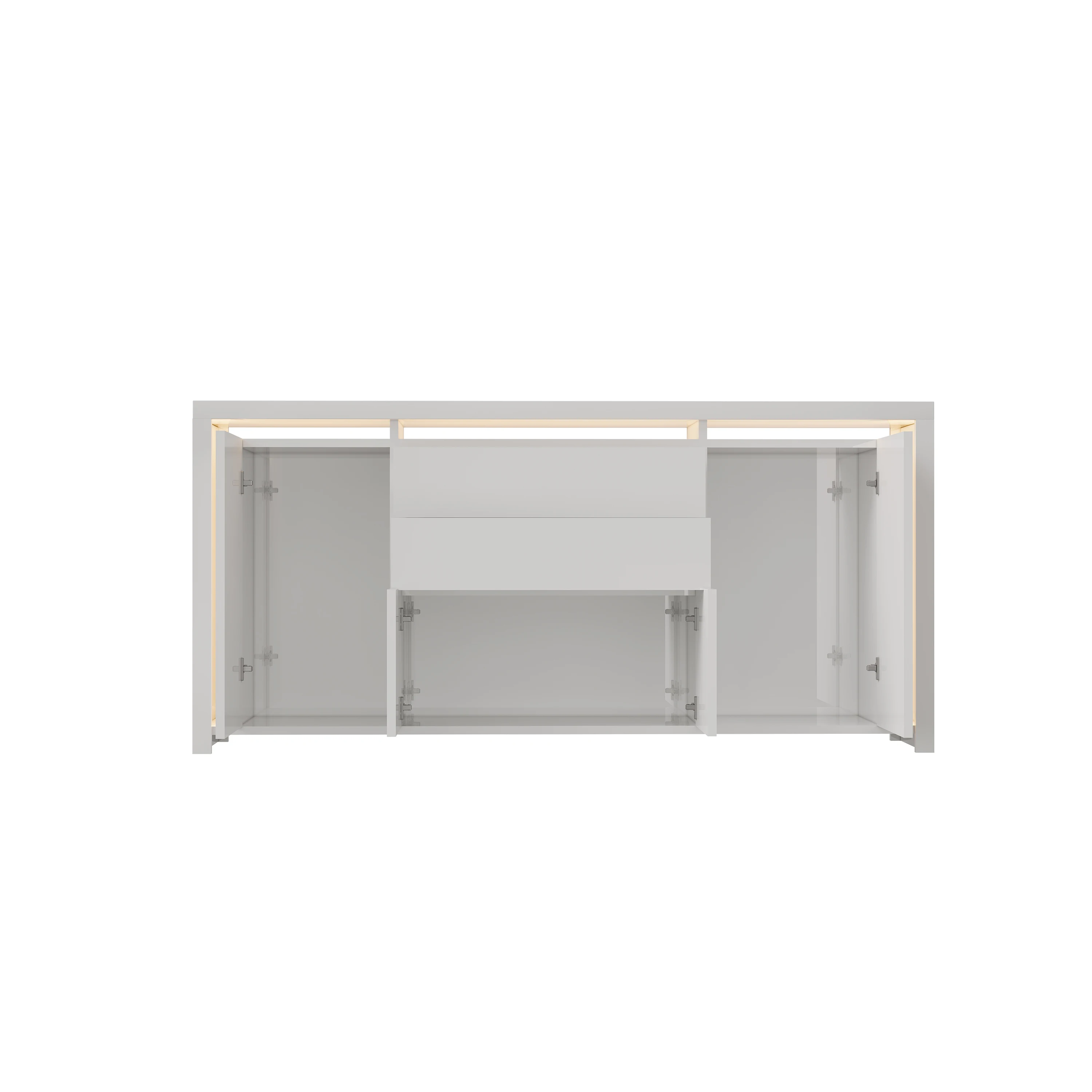 Rosahqnda Sideboard Hochglanzweiß mit LED, modernes Sideboard mit Tür und Schubladen, Buffetschrank, Kommode für die Küche – Detail 8