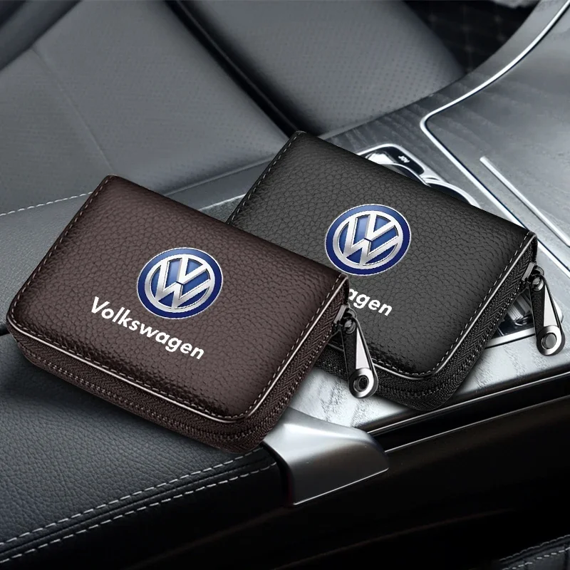 Leather Car Driver License Credit Card Holder Case Wallet Car Accessories For Volkswagen R Rline GOLF 4 5 6 7 Tiguan GTI Jetta